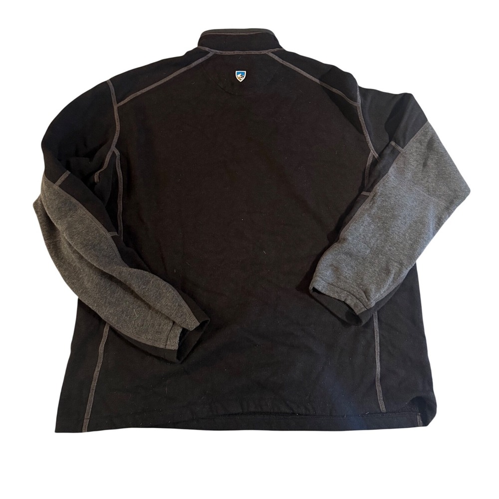 Kuhl Revel 1/4 Zip Pullover Sweater Mens XXL Black Gray Wool Blend Fleece Logo - Picture 2 of 7